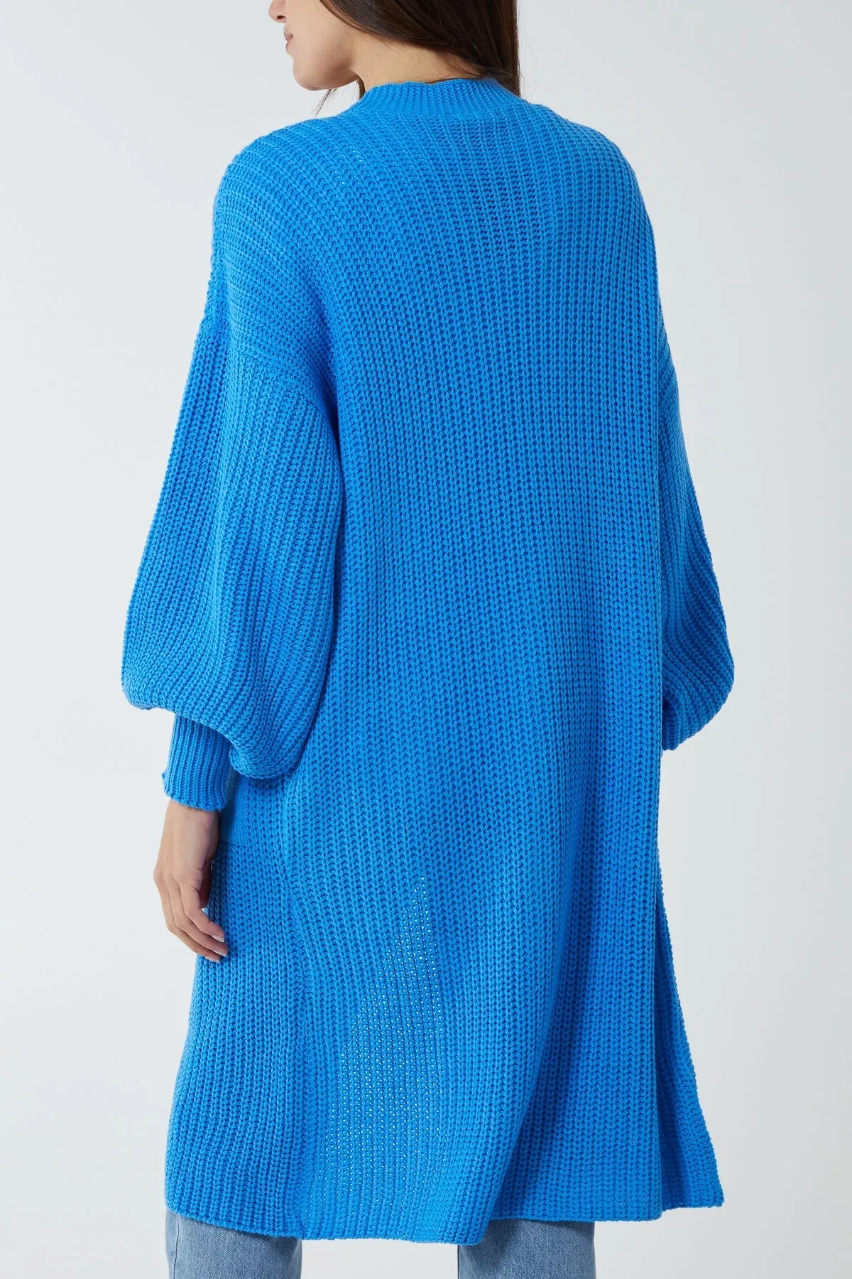 Open Front Balloon Long Sleeve Cardigan