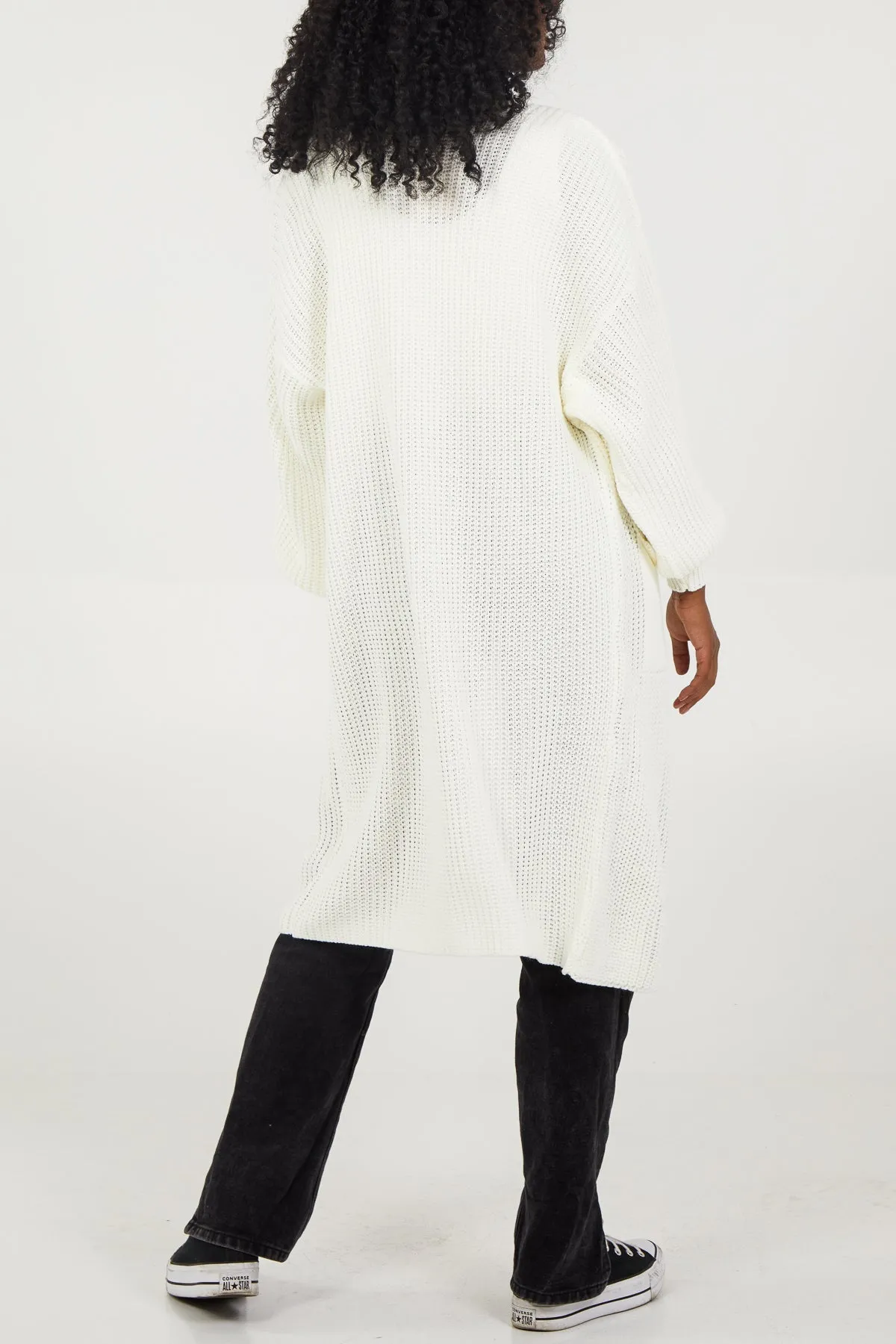 Open Front Balloon Long Sleeve Cardigan