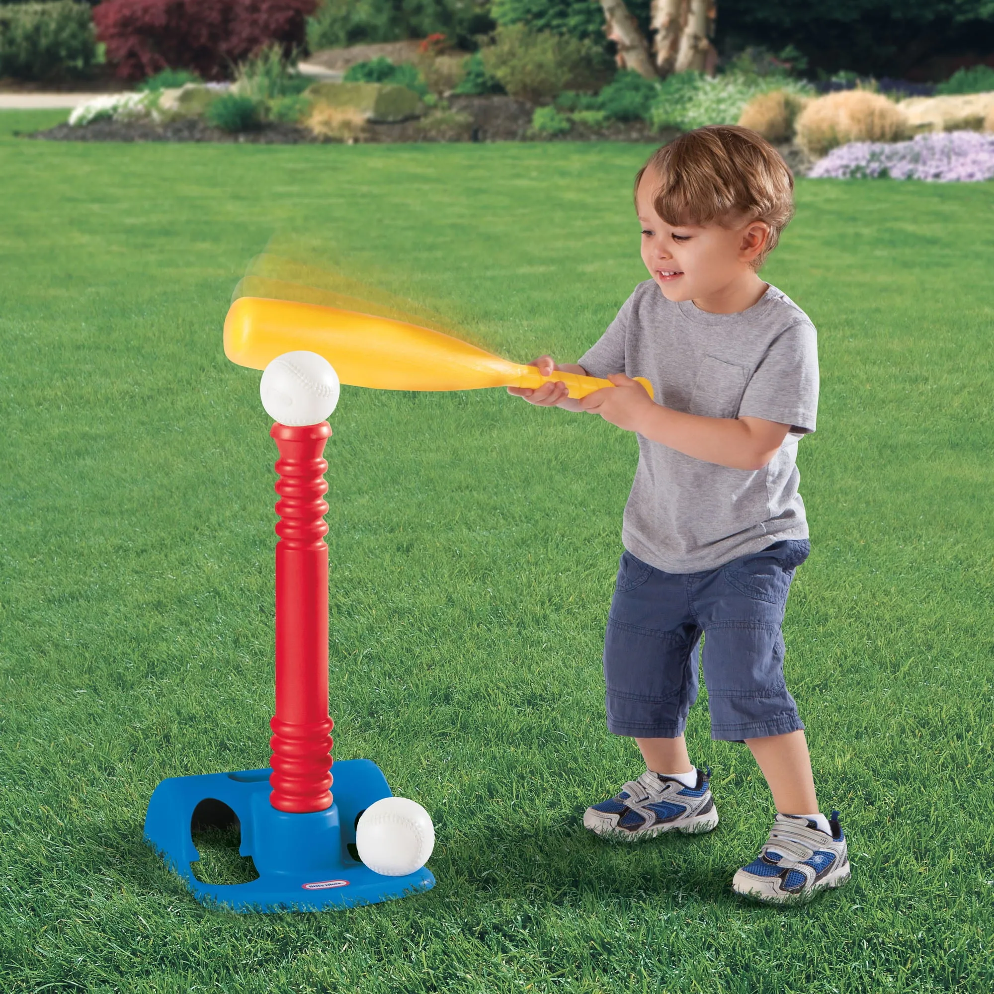 Outdoor T-Ball Set for Toddlers - Bat, 2 Balls - Red Sports Play Set