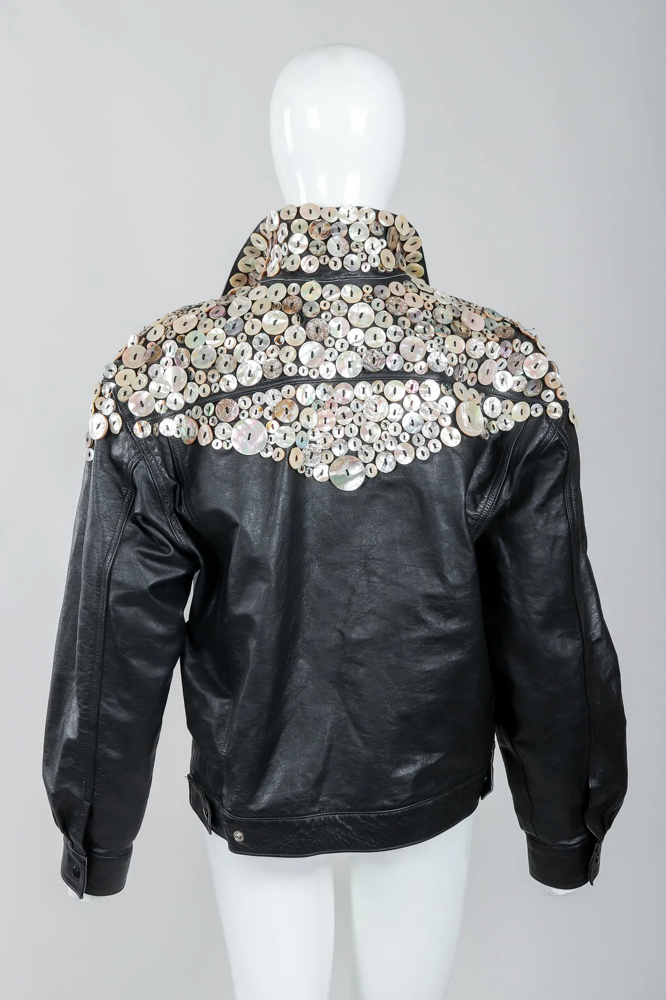 Pearl Button Leather Jacket & Belt