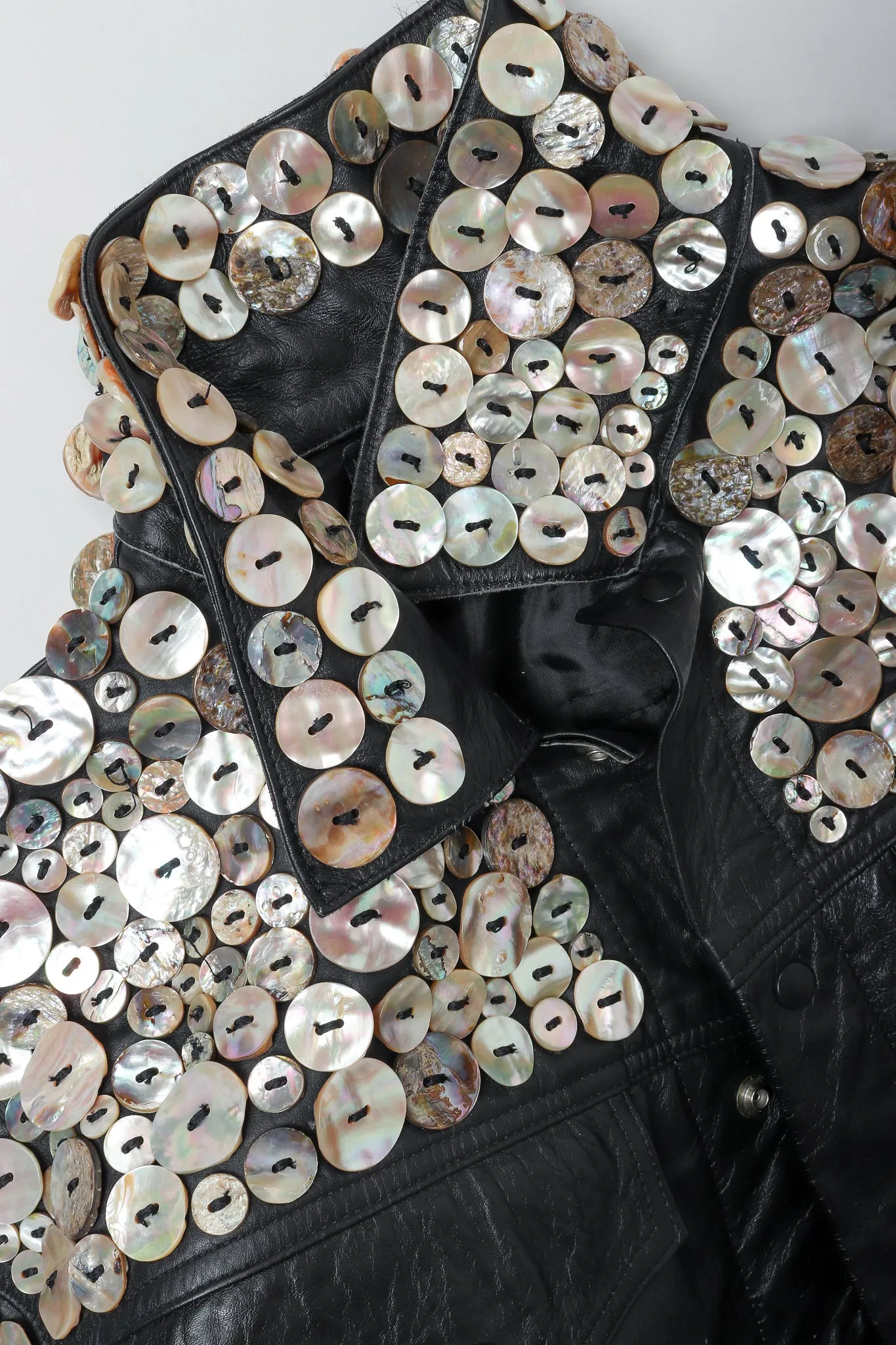 Pearl Button Leather Jacket & Belt