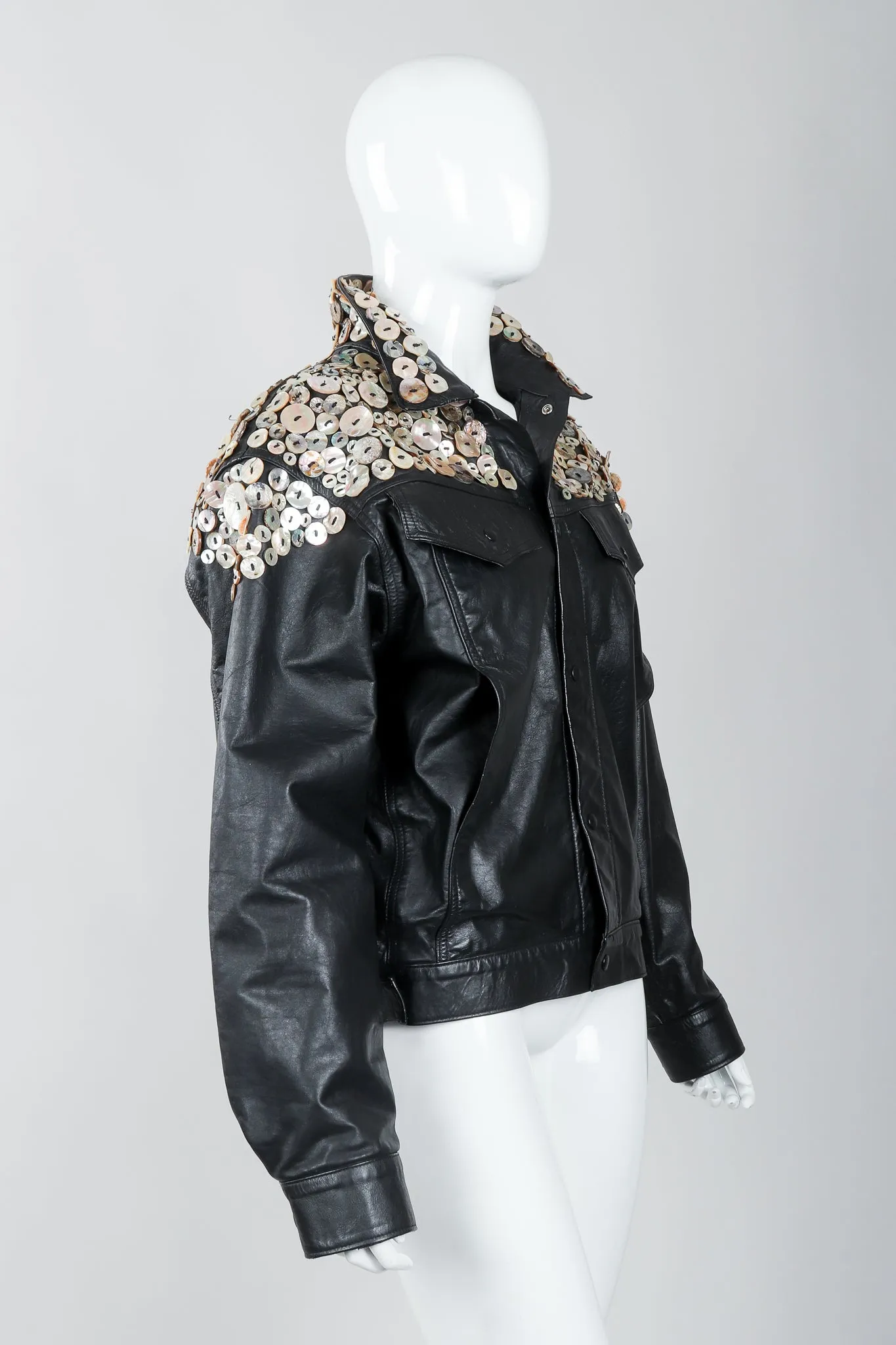 Pearl Button Leather Jacket & Belt