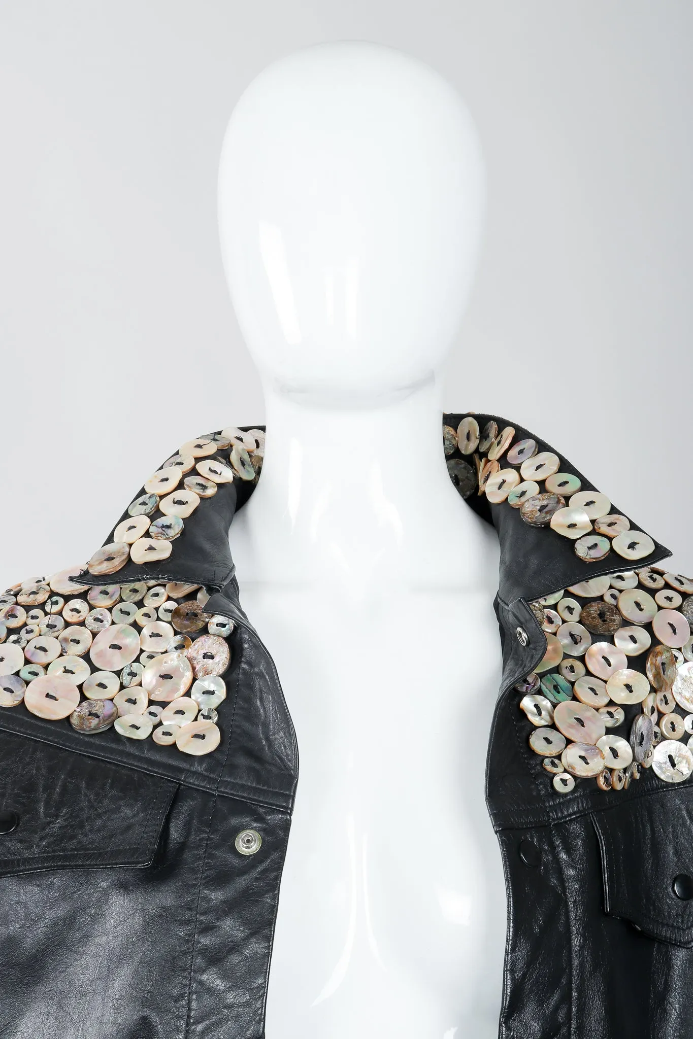 Pearl Button Leather Jacket & Belt