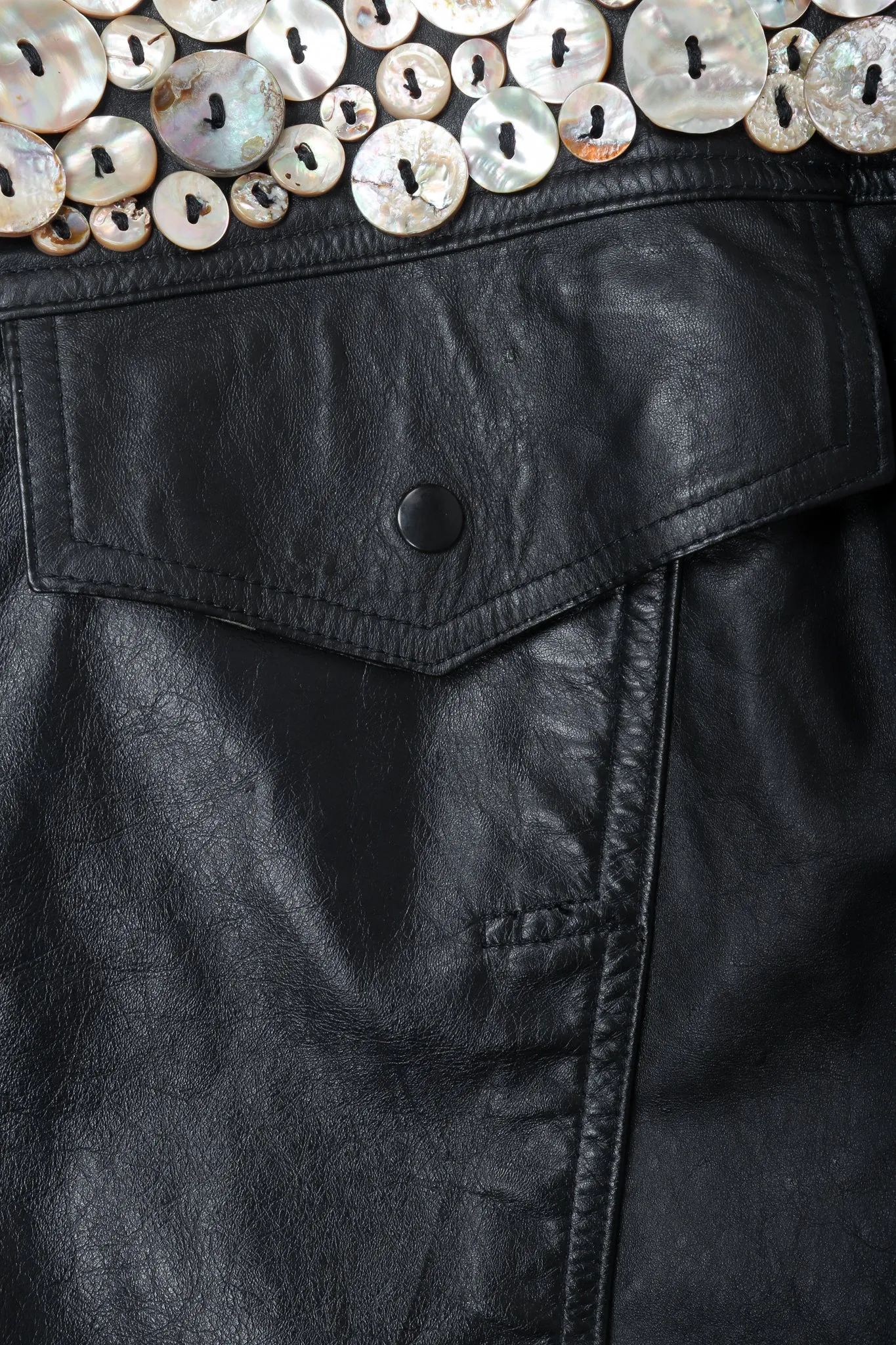 Pearl Button Leather Jacket & Belt