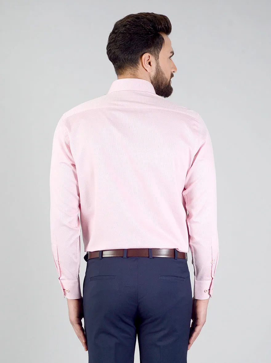 Pink Self Design Regular Fit Formal Shirt | JadeBlue