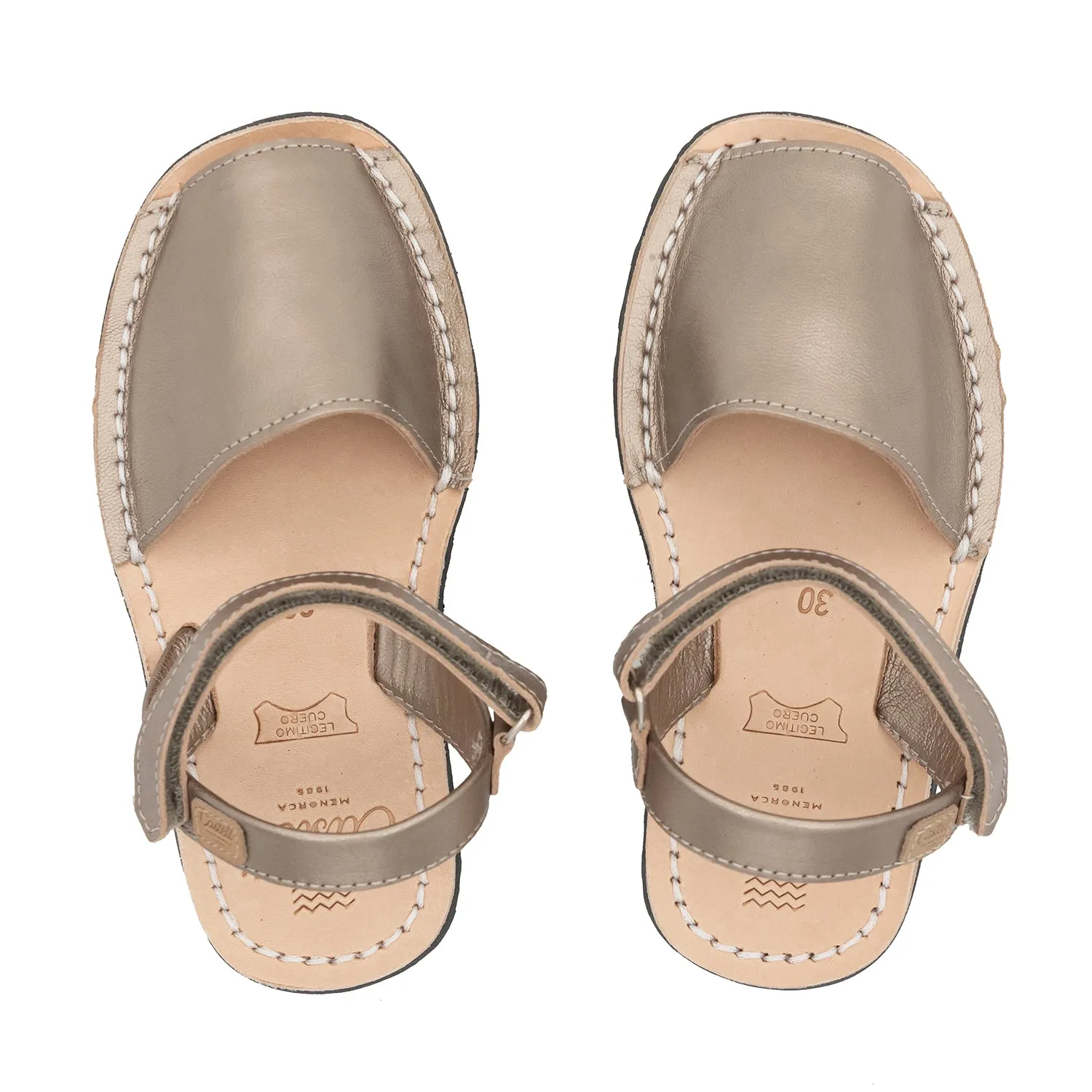 Plain Leather Menorcan Sandal For Kids - Iker 1002 Metallic