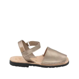 Plain Leather Menorcan Sandal For Kids - Iker 1002 Metallic