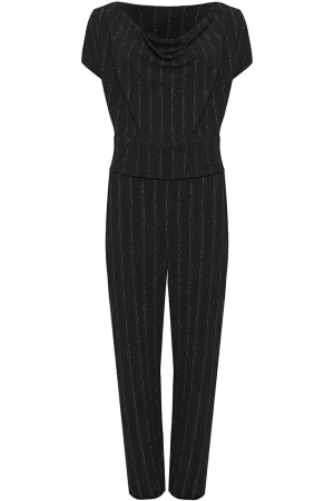 Plus Size Sleeveless Lurex Stripe Jumpsuit