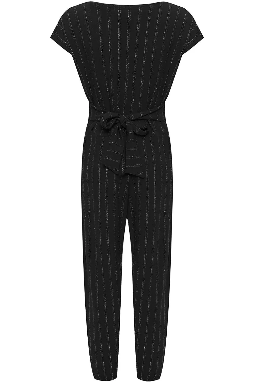 Plus Size Sleeveless Lurex Stripe Jumpsuit