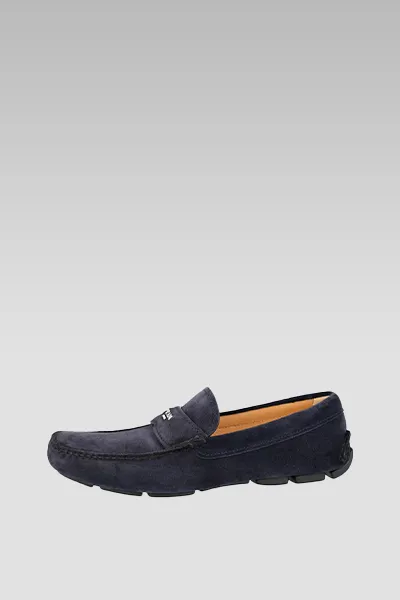 Prada Blue Suede Loafer Badge on Top