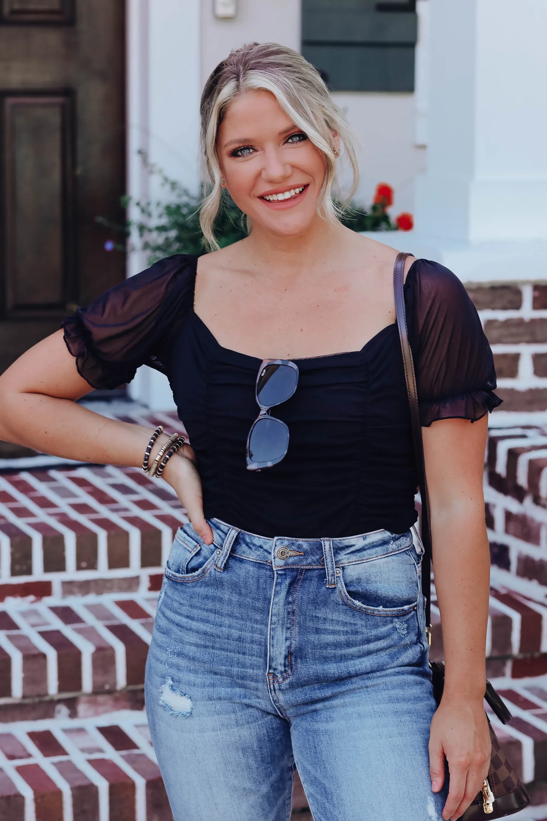 Rosy Black Ruched Crop Top