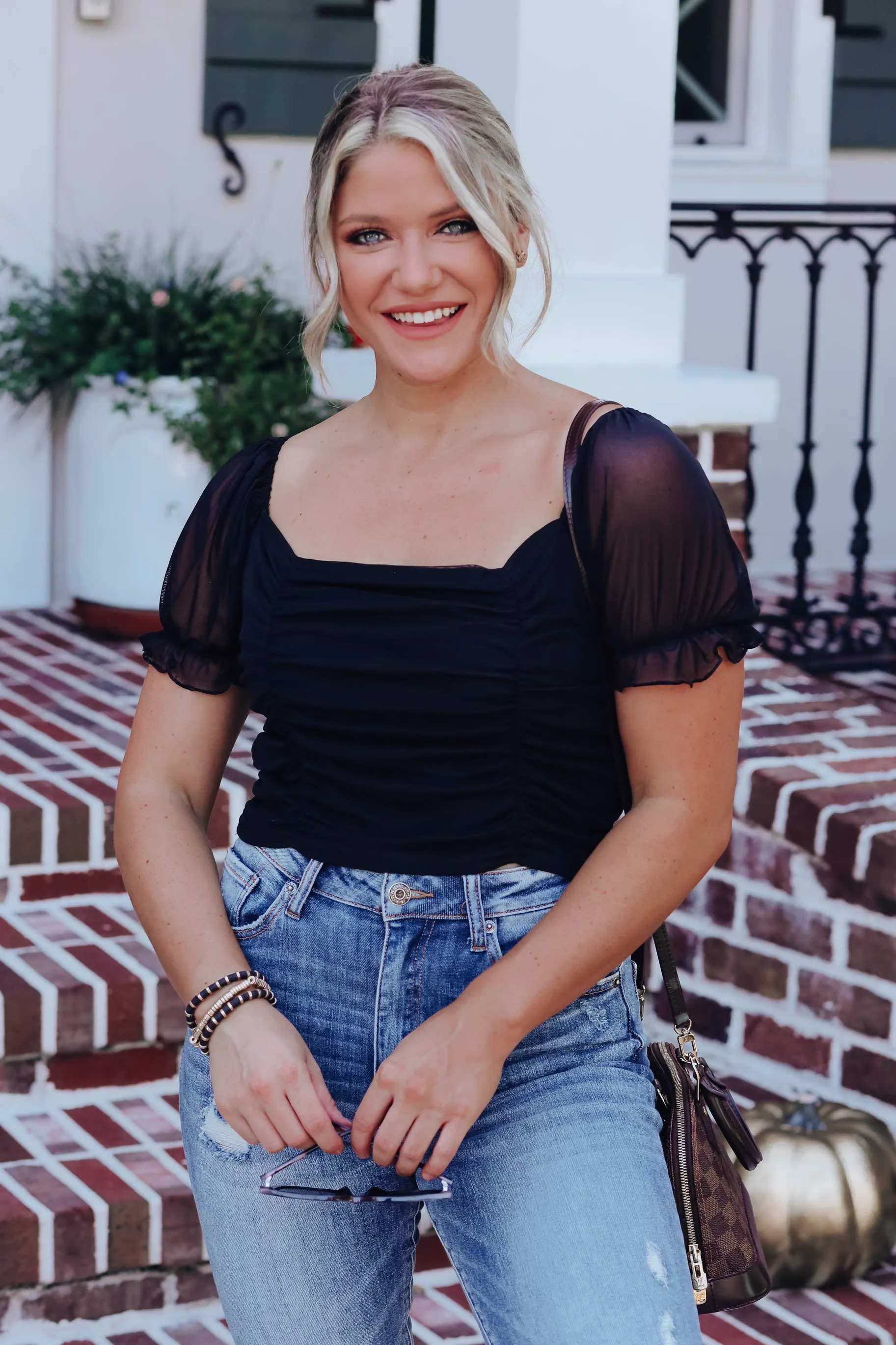 Rosy Black Ruched Crop Top