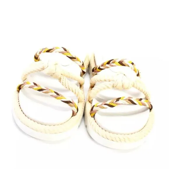 Schutz Mel Sporty Oyster Braided Rope Strappy Slide Sandals 9.5 NWB
