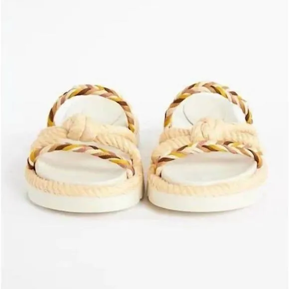 Schutz Mel Sporty Oyster Braided Rope Strappy Slide Sandals 9.5 NWB