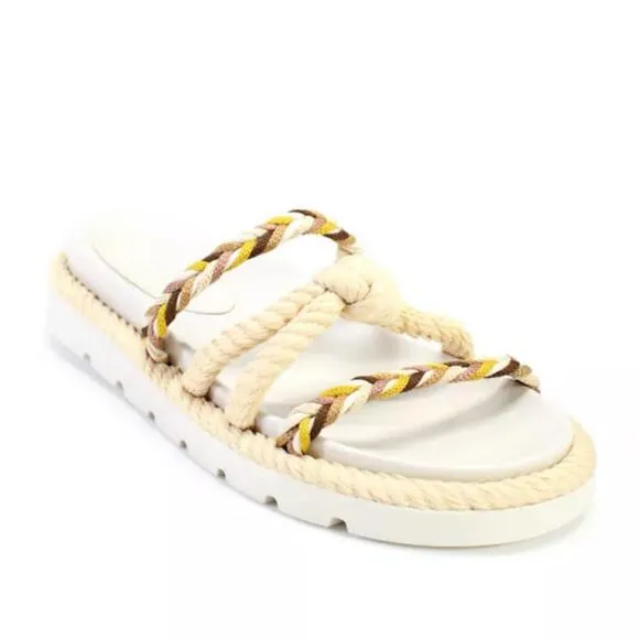 Schutz Mel Sporty Oyster Braided Rope Strappy Slide Sandals 9.5 NWB