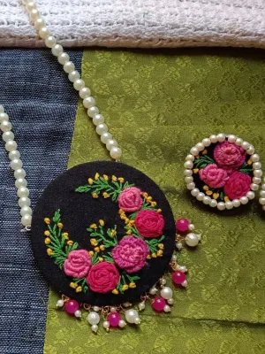 Shana Fabric necklace   Earrings Set