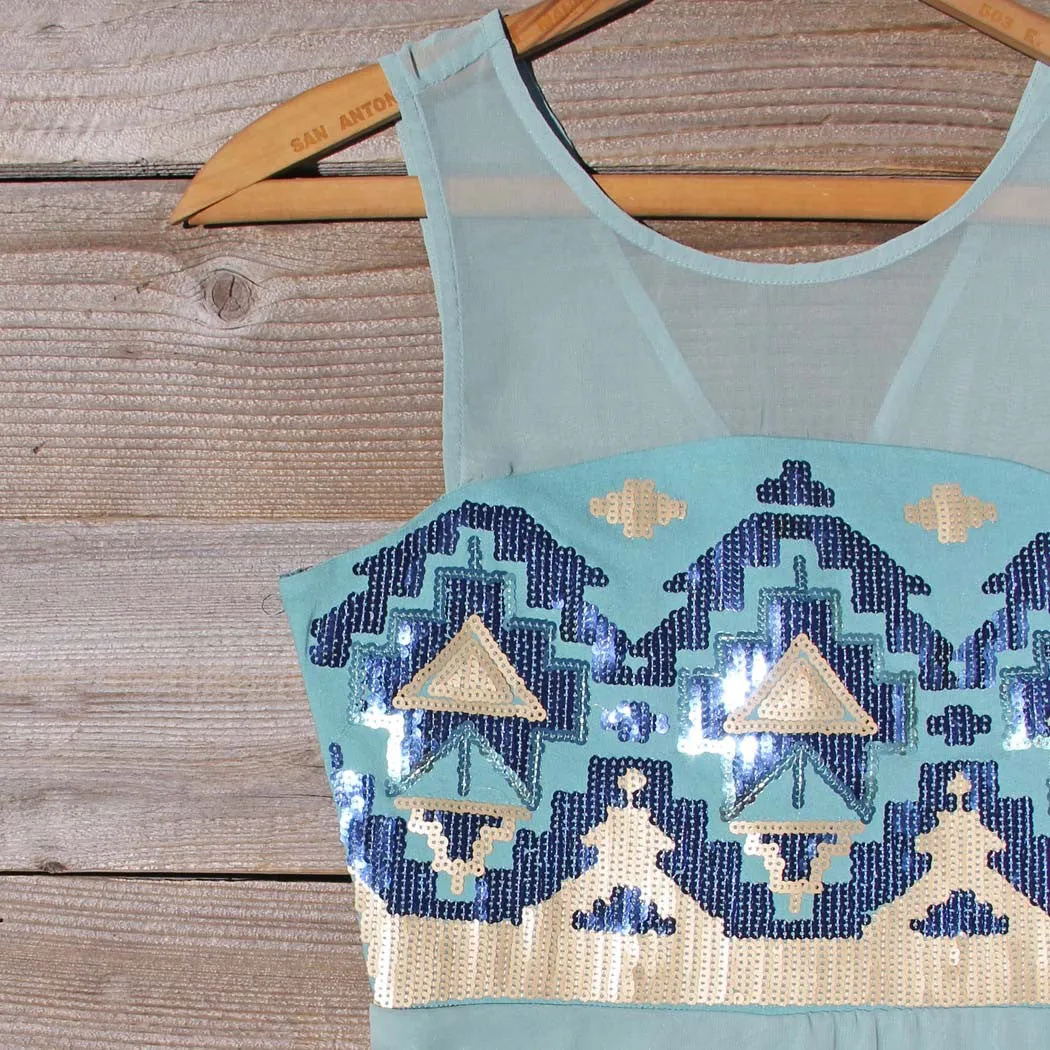 Stone Spell Beaded Dress in Sage