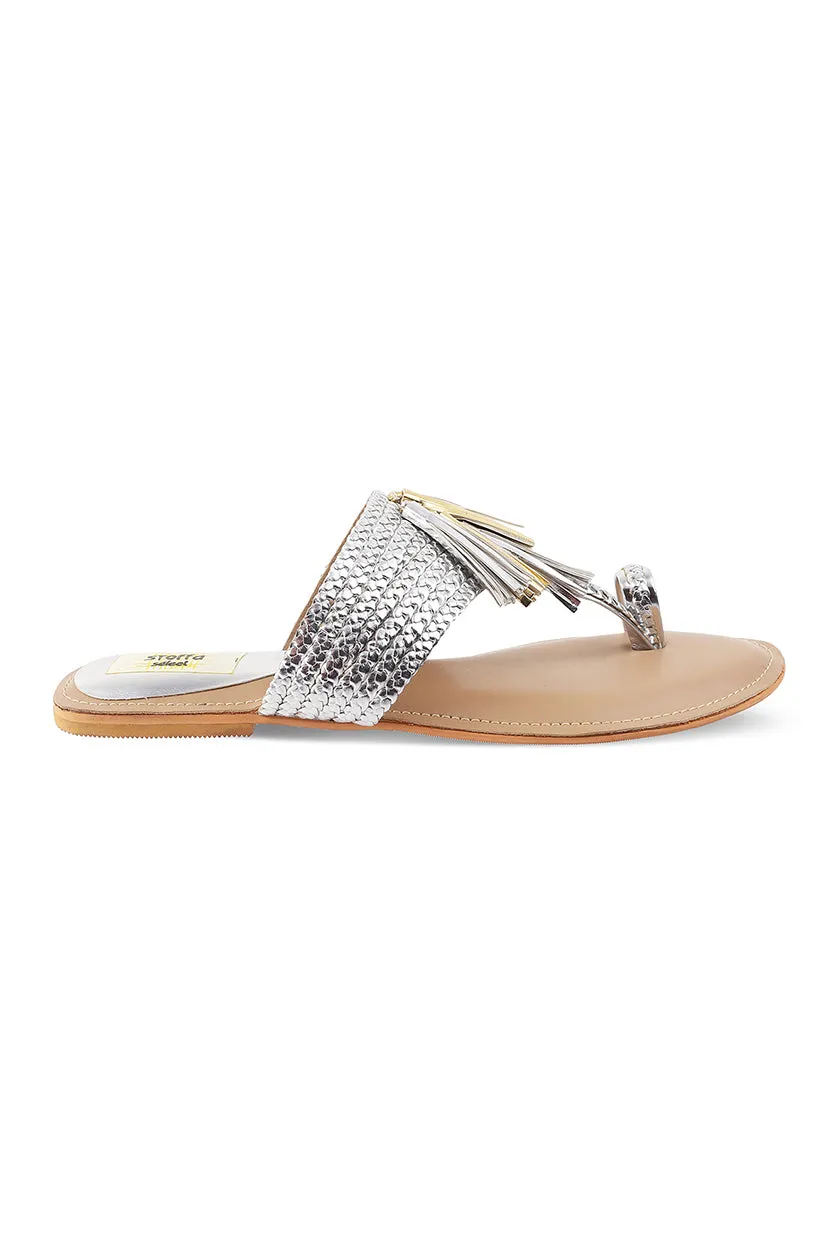 Tassel K Flats Silver