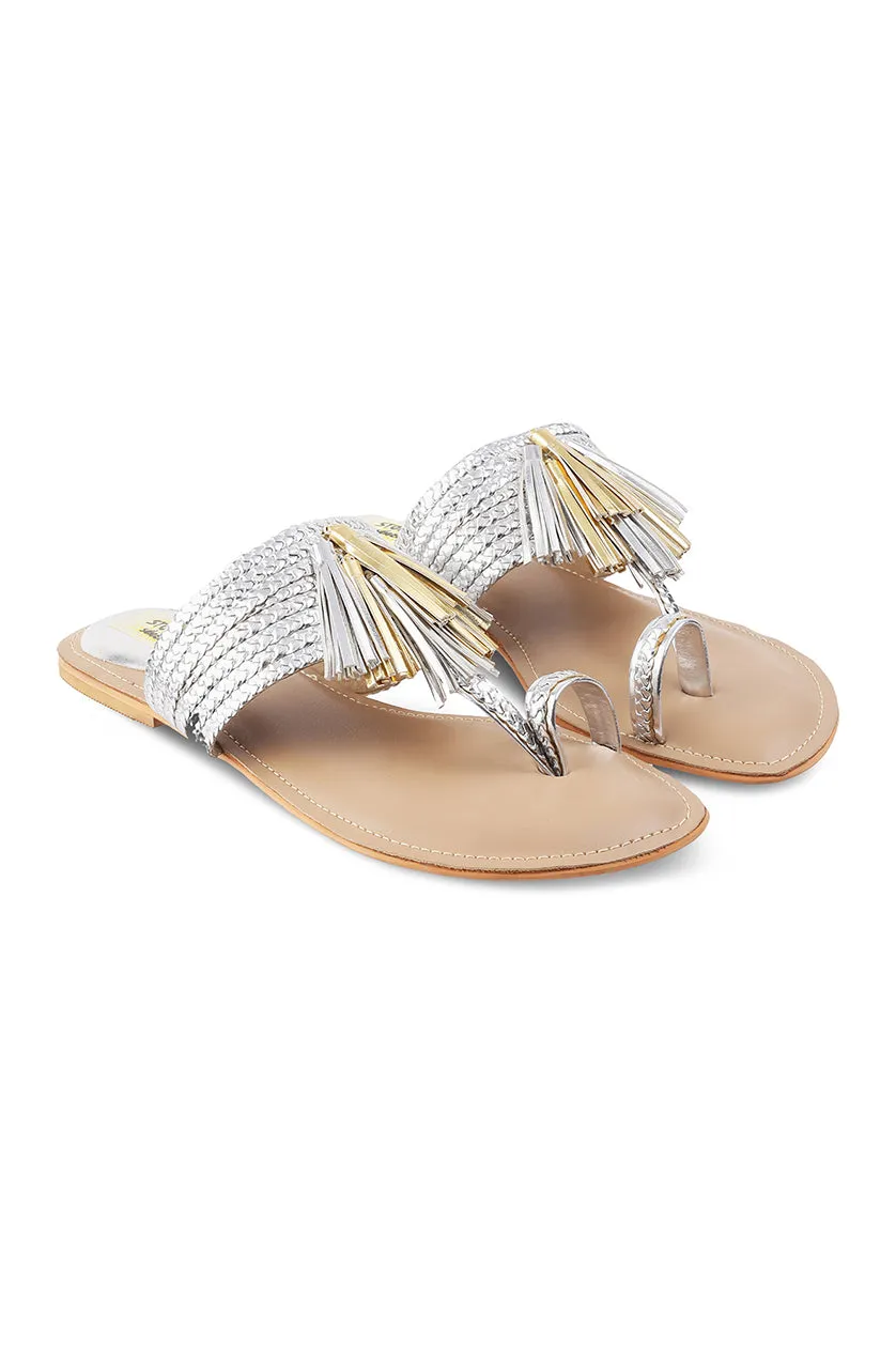 Tassel K Flats Silver