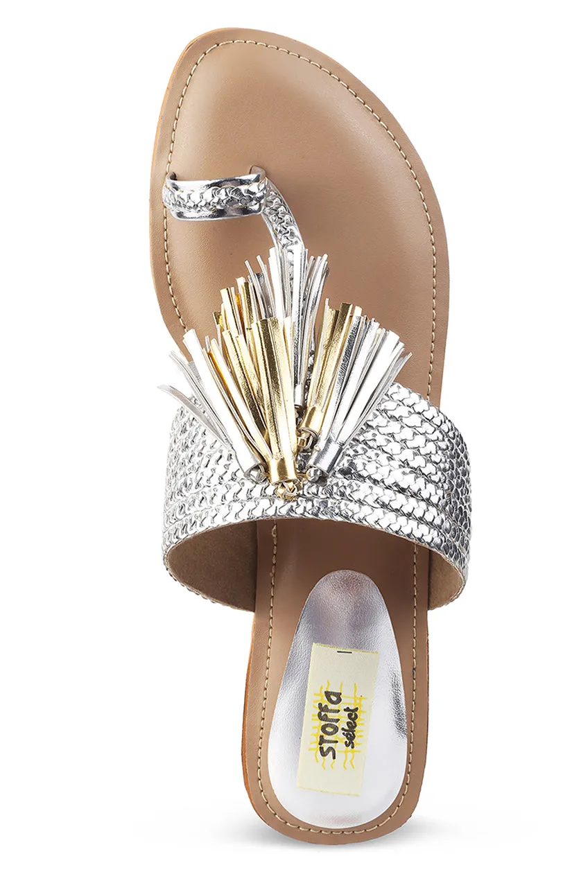 Tassel K Flats Silver