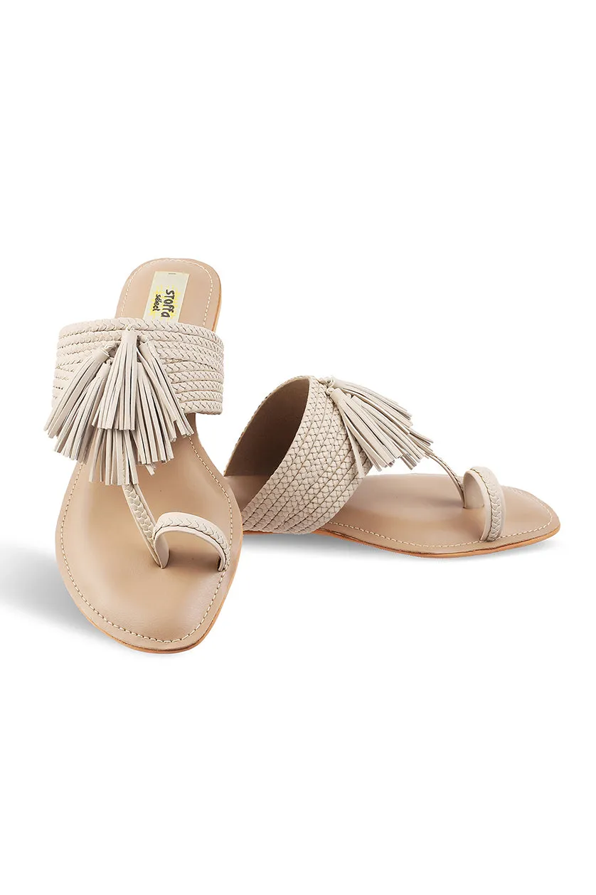 Tassel K Flats Silver
