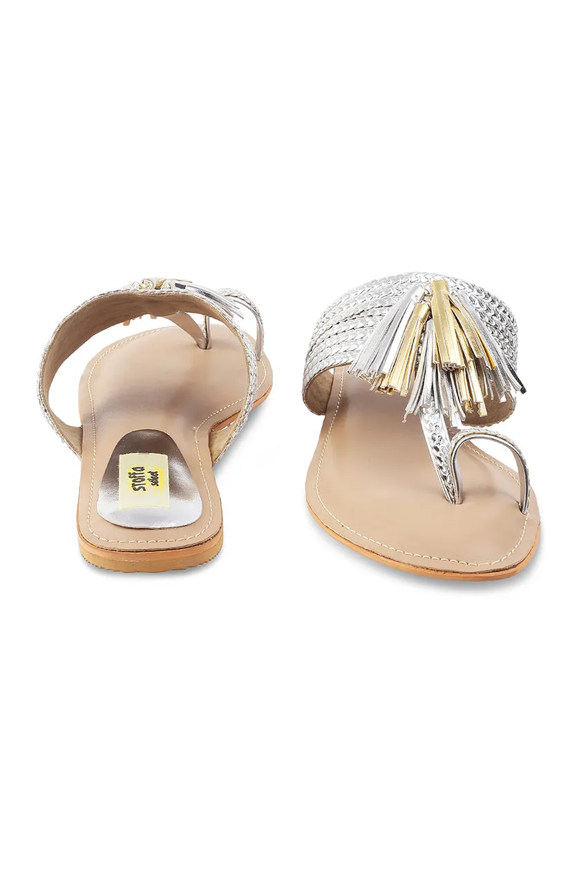 Tassel K Flats Silver