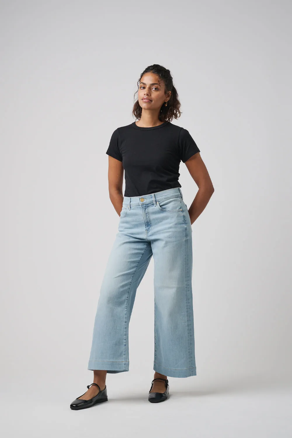 The Malibu Wide Denim Cropped  |  Cloud