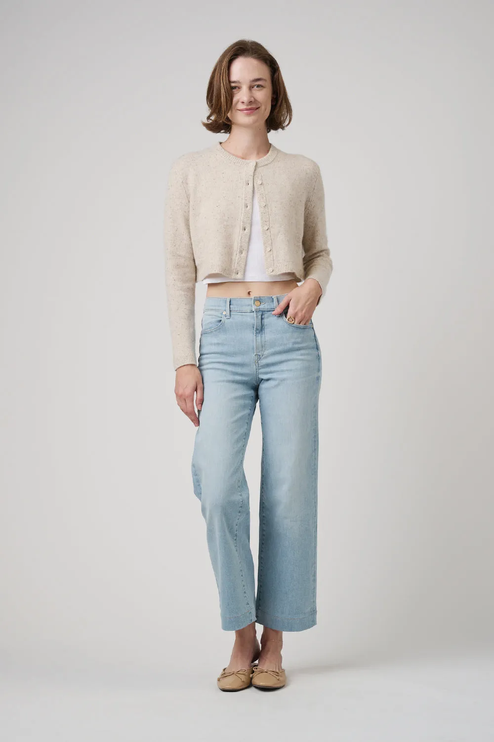 The Malibu Wide Denim Cropped  |  Cloud