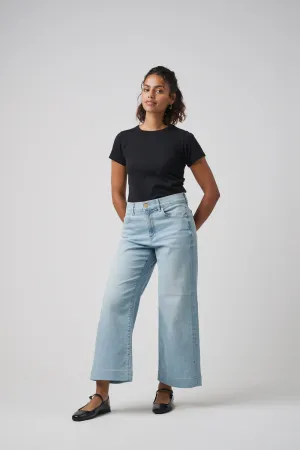 The Malibu Wide Denim Cropped  |  Cloud