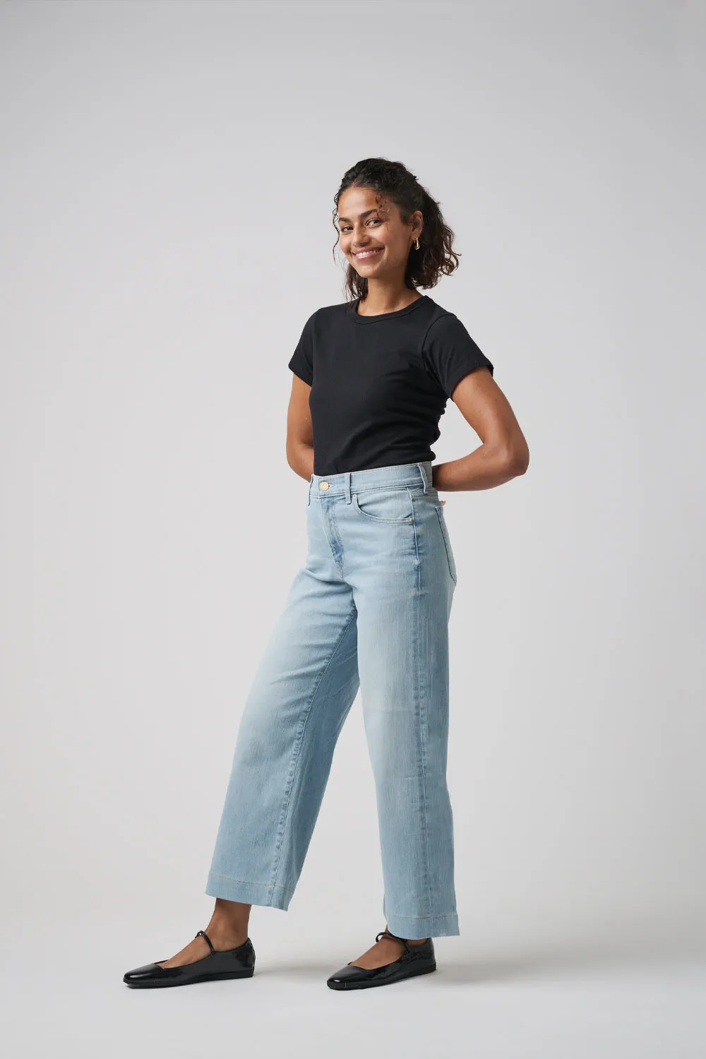 The Malibu Wide Denim Cropped  |  Cloud