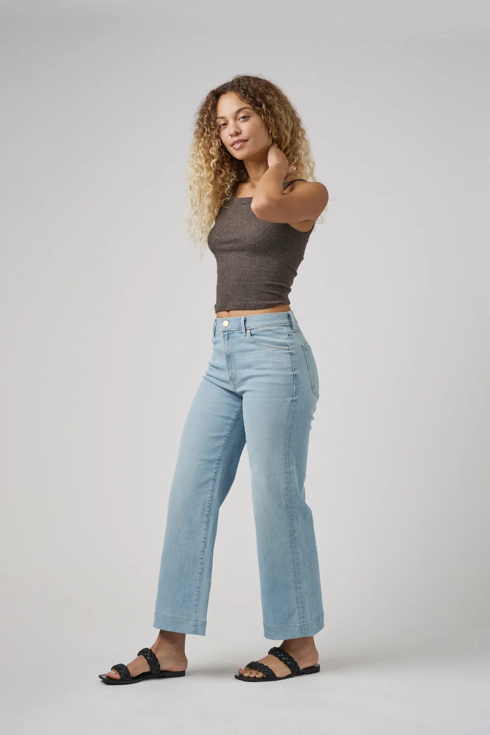The Malibu Wide Denim Cropped  |  Cloud