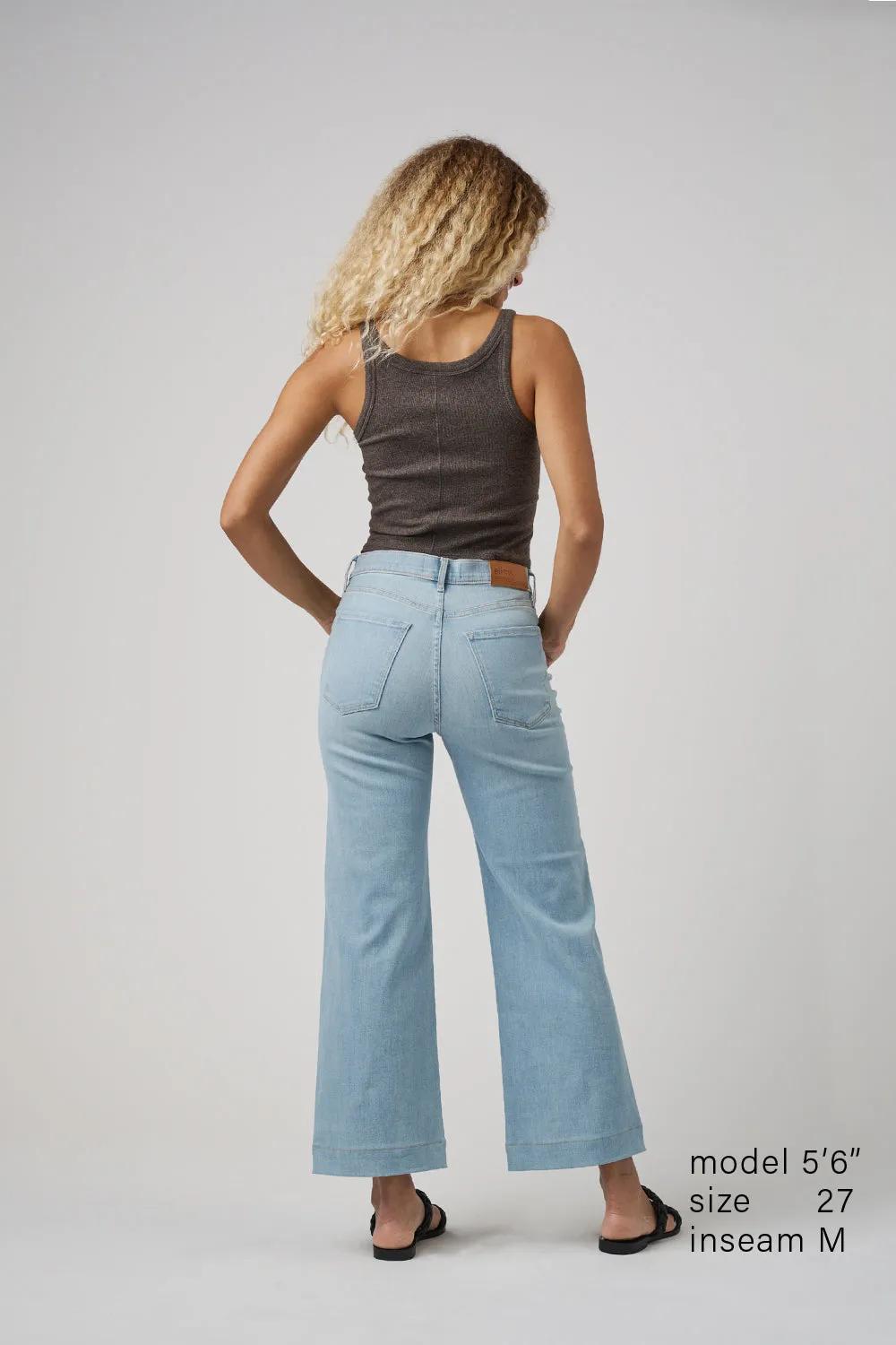 The Malibu Wide Denim Cropped  |  Cloud