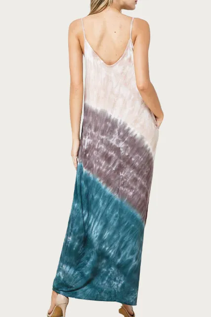 TIE-DYED STRETCH-MODAL JERSEY MAXI DRESS
