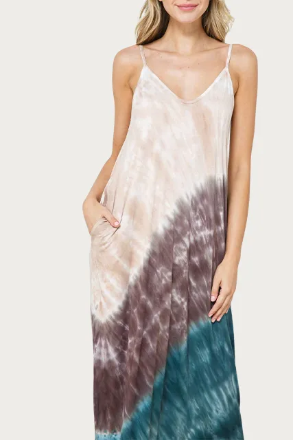 TIE-DYED STRETCH-MODAL JERSEY MAXI DRESS