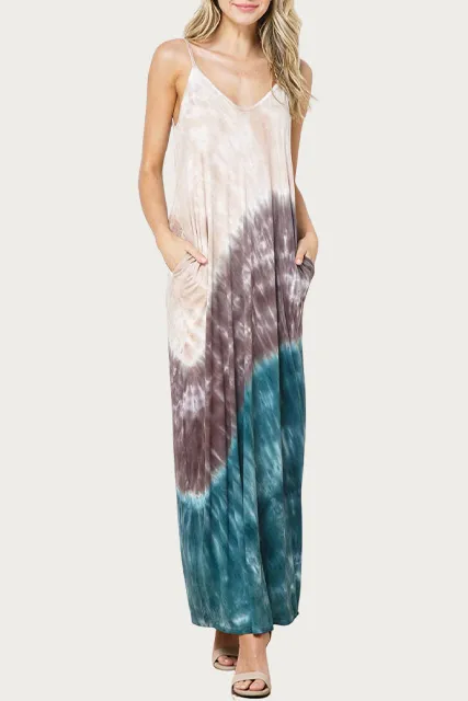 TIE-DYED STRETCH-MODAL JERSEY MAXI DRESS