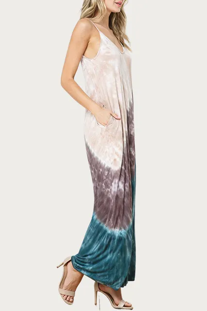 TIE-DYED STRETCH-MODAL JERSEY MAXI DRESS