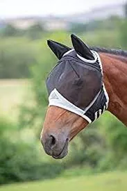 TK6662-Cob-Black Fly Mask w/Ears