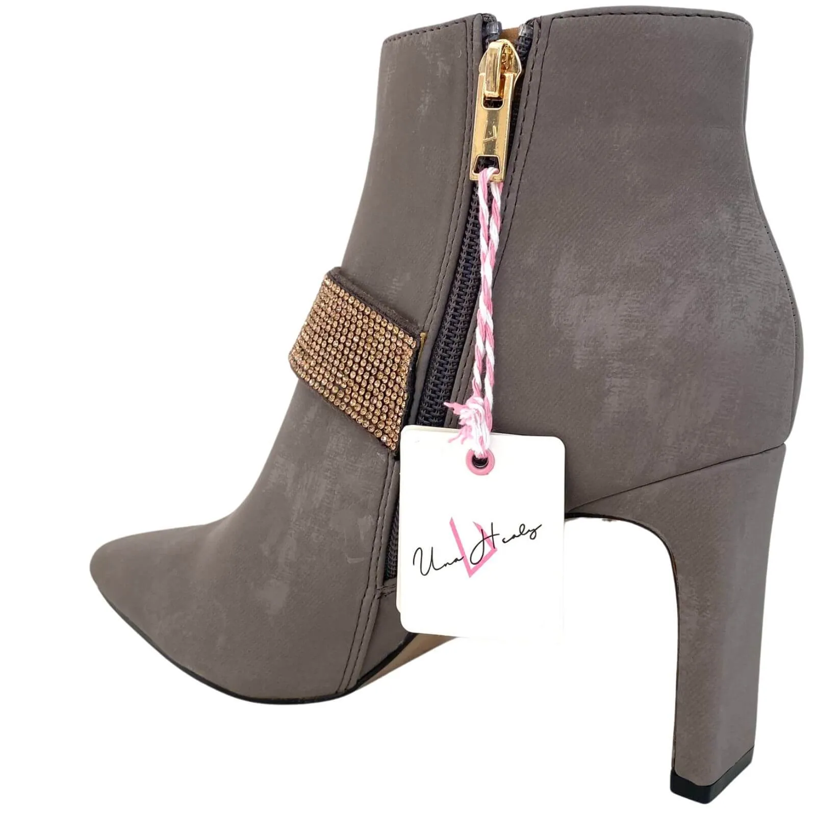 Una Healy Sparkly Brooch Ankle Boots - Taupe