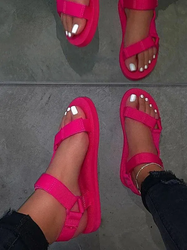 Velcro Strap Flat Sandals