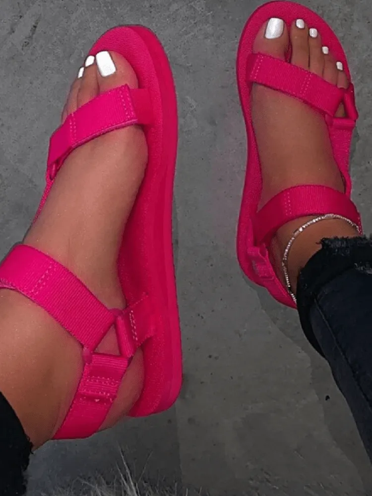 Velcro Strap Flat Sandals