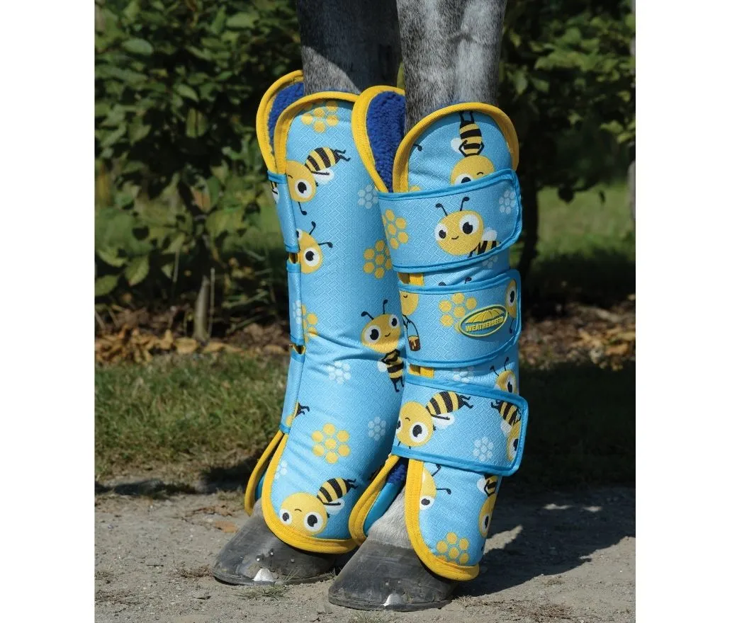 Weatherbeeta Wide Tab Long Travel Boots Bee Print