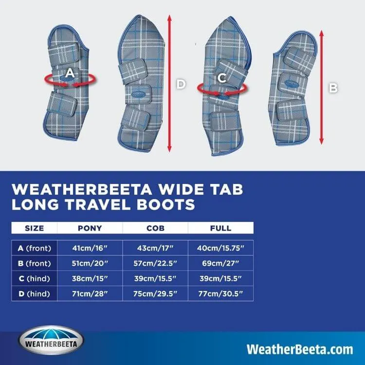 Weatherbeeta Wide Tab Long Travel Boots Black/Silver