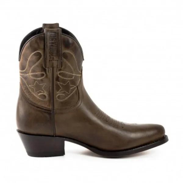 Women's Cowboy Boots or Ankle Boots Handcrafted Dark Brown Leather 2374 Texanas