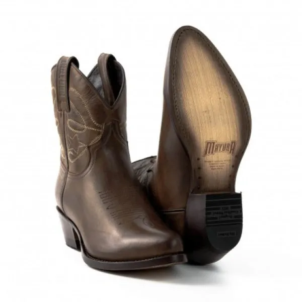 Women's Cowboy Boots or Ankle Boots Handcrafted Dark Brown Leather 2374 Texanas