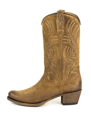 Women's Cowboy Country Western Boots Handmade Suede Brown 2526 