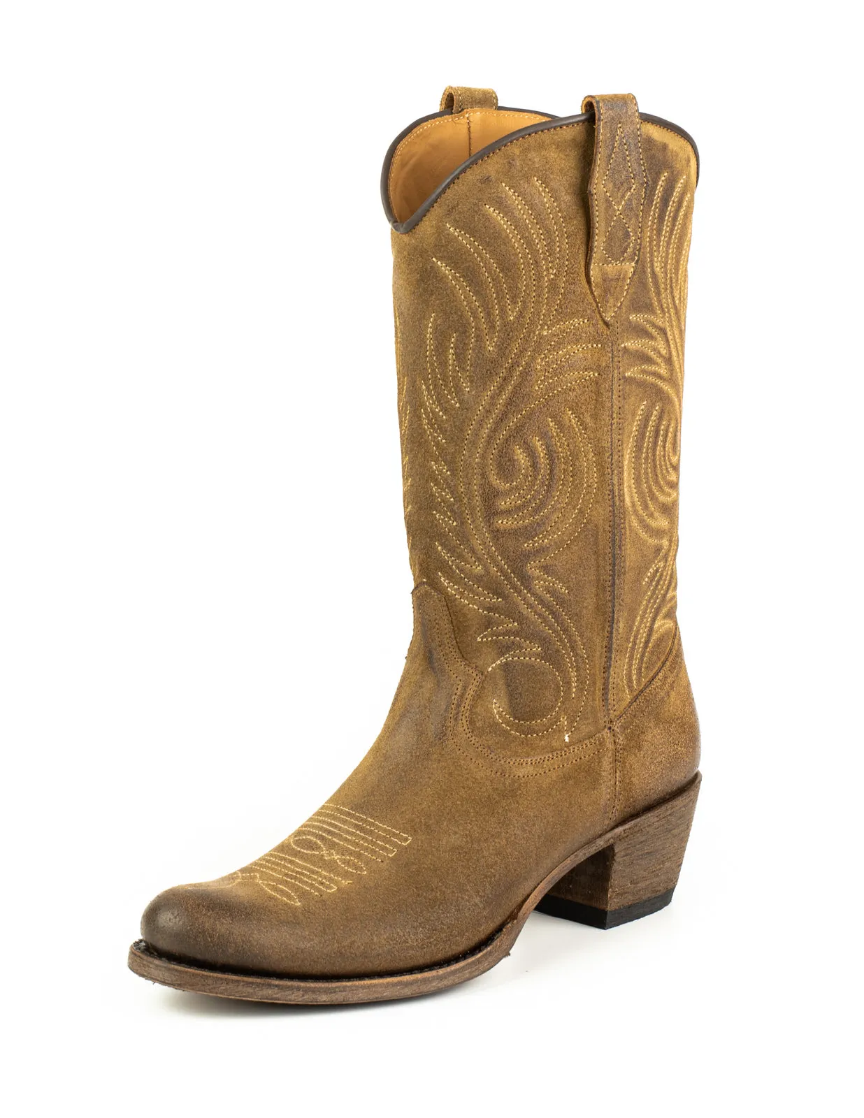 Women's Cowboy Country Western Boots Handmade Suede Brown 2526 