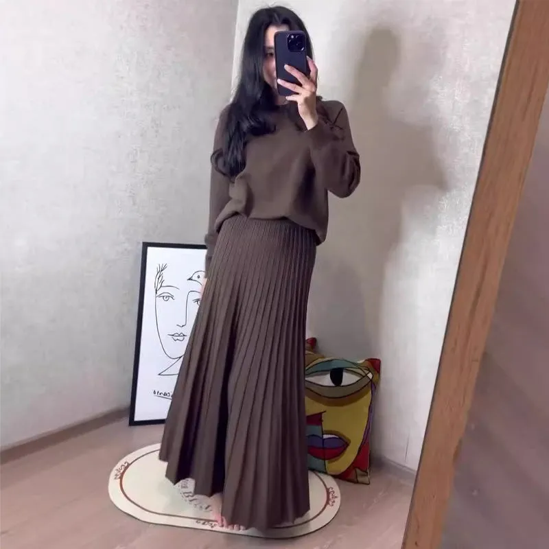 🛒Women's Round-Neck Top ＆ Pleated Skirt 2-Piece Set🛍️